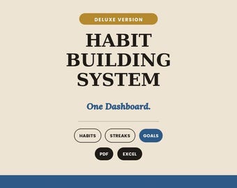 Habit Building System Deluxe | Daily Habit Tracker, Goal Planner & Streak Dashboard