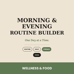 Morning Evening Routine Builder: Habit Tracker Dashboard (Excel, Google Sheets)