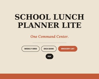 Printable School Lunch Planner | Weekly Meal Prep Grid and Kids Idea Bank