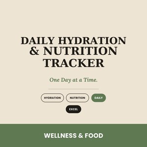 Daily Hydration and Nutrition Basics Tracker Spreadsheet with Google Sheets Food Habit Dashboard