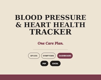 Blood Pressure and Heart Health Tracker, Daily BP Log Journal, Health Dashboard