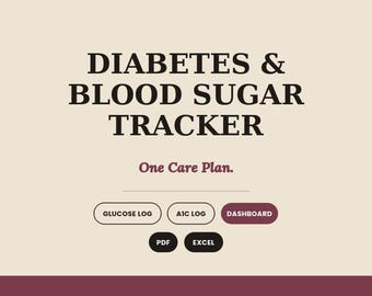 Diabetes and Blood Sugar Tracker, Glucose Log Journal, Insulin Carb Health Dashboard