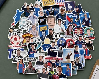50Pcs Ted Lasso Trendy Sports Stickers, Classic Soccer TV Show Waterproof Decals