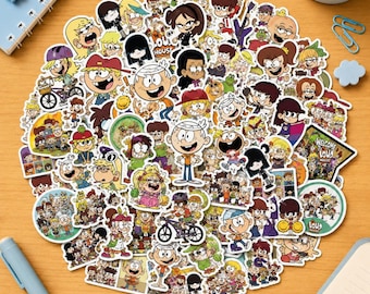 55Pcs The Loud House Stickers, Animated Family Waterproof Vinyl Decals for DIY Aesthetic Decor