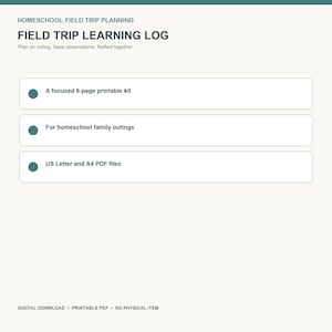Pianificatore di gite scolastiche per l'istruzione domiciliare / Diario delle uscite e Riflessioni sull'apprendimento (stampabile)