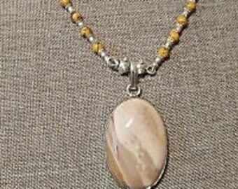 Mookaite Mosaic Jasper Necklace, Vintage Stone Necklace, Healing Crystal Jewelry, Chakra Pendant, Ethnic Jewelry, Gemstone Jewelry