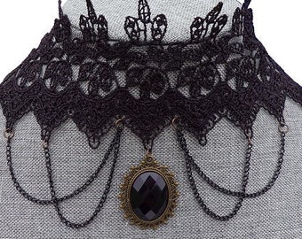 Venician Lace Choker: Black Victorian Lace Choker Necklace, Gothic Choker, Victorian Choker, Lolita Choker, Vintage Victorian Choker