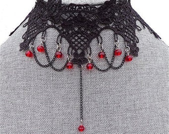 Venician Lace Choker: Black Victorian Lace Choker Necklace, Gothic Choker, Victorian Choker, Lolita Choker, Vintage Victorian Choker