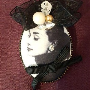 Vintage Period Cameo Pin & Hair Clip, Vintage Portrait Brooch, Wearable Art Pin,Cameo Brooch, Scarf Pin, Hat Pin, Lapel Pin, Art Nouveau Pin