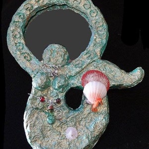 Mermaid Hand Held Mirror, Sea Goddess Inspired Mirror, Ocean Maiden Mirror.