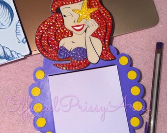 3D Printed Red Headed Mermaid | Post It Note Holder | Sticky Note | Bedazzled