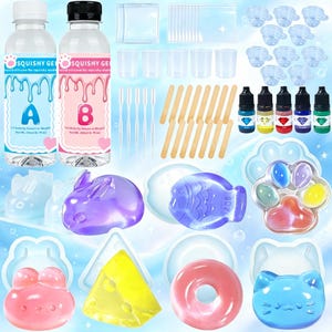 DIY Taba Squishy Kit, Set met transparante siliconen mallen, Stressverlichtend speeltje, ASMR Fidget Craft, Vloeibare siliconen A/B lijm, Handgemaakte squishy, Leuk cadeau