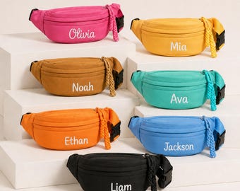 Personalisierte Bauchtasche für Kinder, Gürteltasche mit Namensstickerei, Hüfttasche für Kinder, Geburtstagsgeschenk, Reise- und Schultasche
