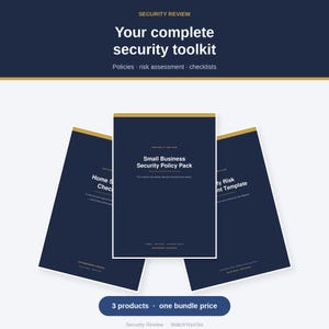 Small Business Security Starter Bundle | Policy Templates, Risk Assessment and Checklists | Editable Printable Security Toolkit PDF