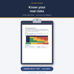 Security Risk Assessment Template | Editable Business and Premises Risk Assessment Checklist | Printable Workplace Safety Audit PDF