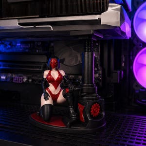Masked Woman GPU Support Bracket, Adjustable Graphics Card Anti-Sag Stand, Hand-Painted PC Accessory