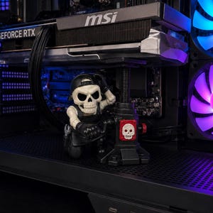 Skeleton Mechanic GPU Support, Adjustable Graphics Card Anti-Sag Stand, Hand-Painted Gaming PC Accessory