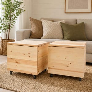 DIY Wood Storage Stool Plans | Rolling Storage Ottoman | Wooden Toy Box Bench | Digital PDF Plans