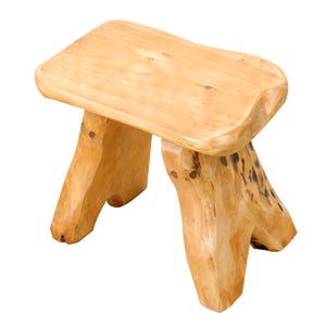 Hand Carved Live Edge Wood Stool, Rustic Tree Root Side Table, Plant Stand