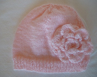 knitted hat with flower