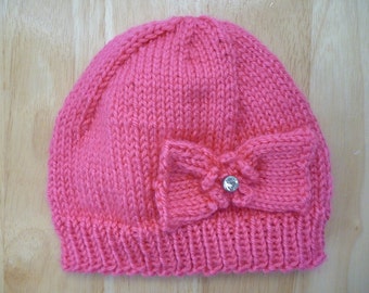 knitted hat with knitted bow