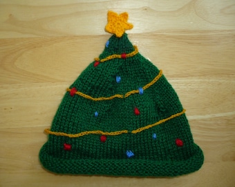 knitted christmas tree hat