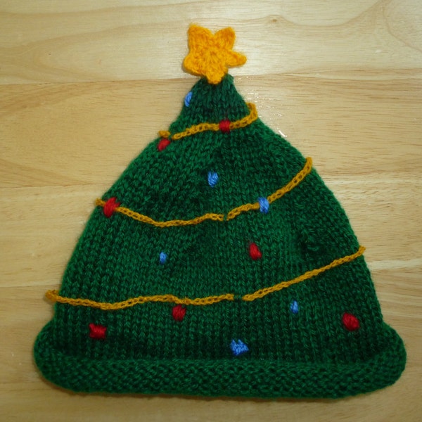knitted christmas tree hat