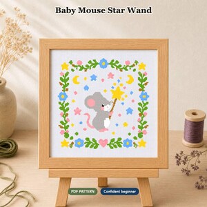 Baby Mouse Star Wand Cross Stitch Pattern | PDF Digital Download