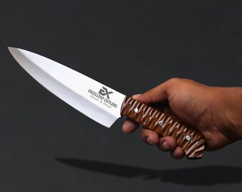 Premium 8-Inch Blade - 12C27 Stainless Steel Chef & Butcher Knife – Hand-Carved Rosewood Handle