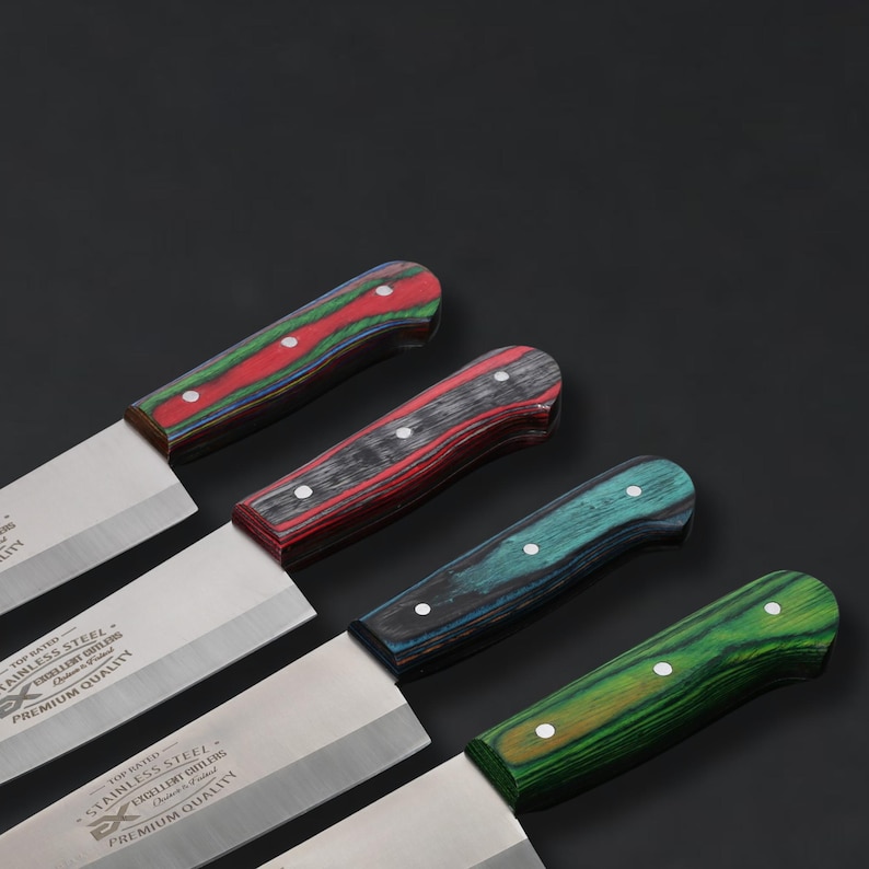 The Butcher's Crown - 8 Inch Blade Chef & Butchering Knife | J2 Stainless Steel Blade with Multi-Color Pakkawood Handle image 15