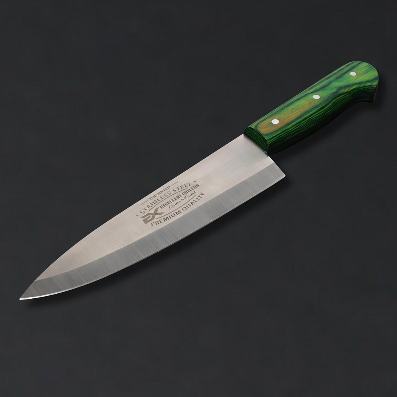 The Butcher's Crown - 8 Inch Blade Chef & Butchering Knife | J2 Stainless Steel Blade with Multi-Color Pakkawood Handle image 7