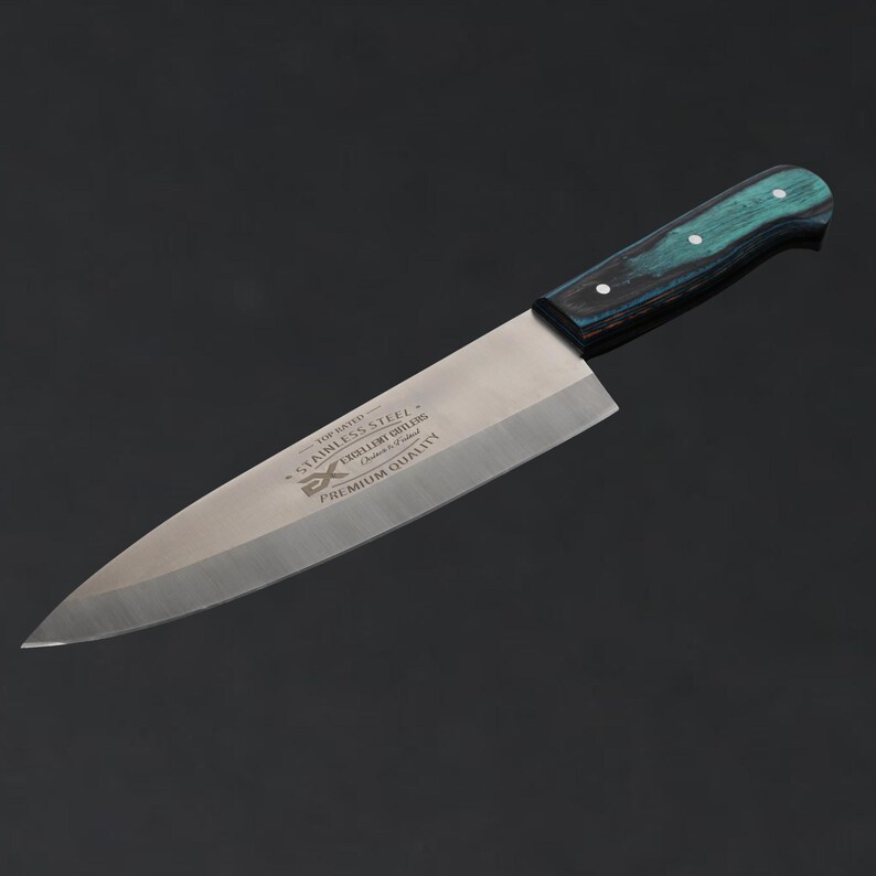The Butcher's Crown - 8 Inch Blade Chef & Butchering Knife | J2 Stainless Steel Blade with Multi-Color Pakkawood Handle image 10