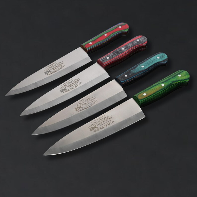 The Butcher's Crown - 8 Inch Blade Chef & Butchering Knife | J2 Stainless Steel Blade with Multi-Color Pakkawood Handle image 13