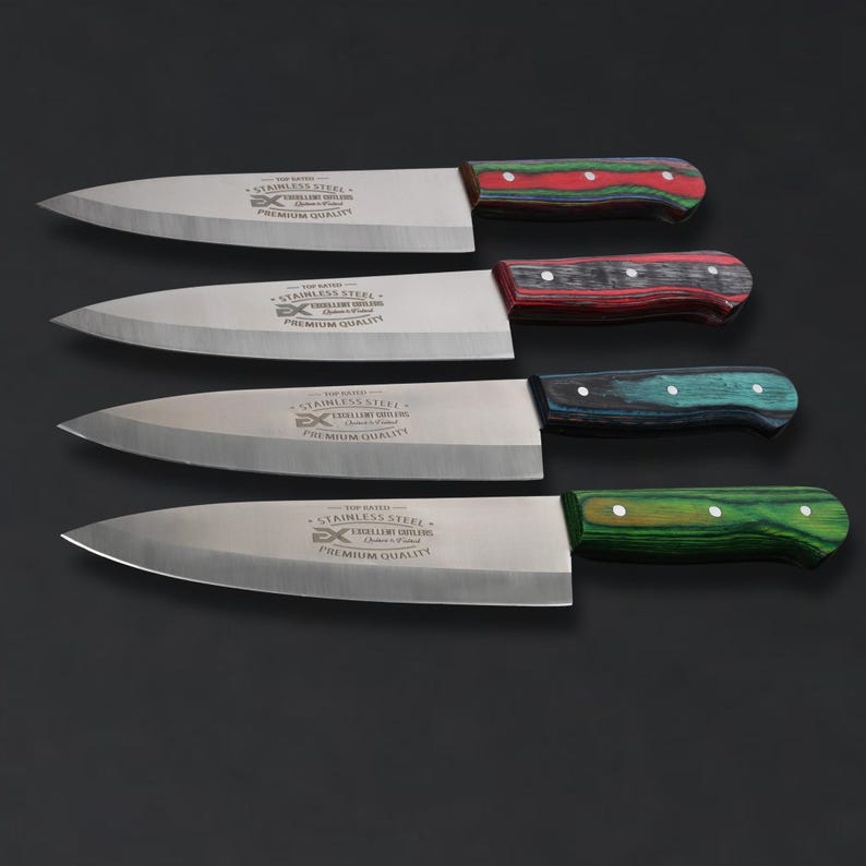 The Butcher's Crown - 8 Inch Blade Chef & Butchering Knife | J2 Stainless Steel Blade with Multi-Color Pakkawood Handle image 14