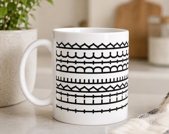 Funny Trendy Mug, Black and White Coffee Mug, Minimalist Pattern Mug, Sarcastic Coffee Cup, Cute Aesthetic Mug, Funny Gift for Her