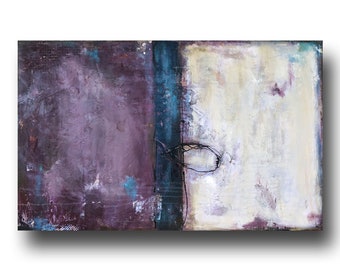 Kimberly Schulz Art, Abstract Painting, textured original colorful art, acrylic painting, purple blue white art, 30x40x1.5"