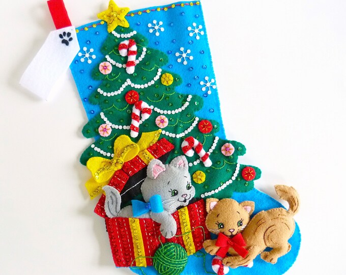 Finished Bucilla Christmas Stocking the Pawfect Gift Hand Etsy