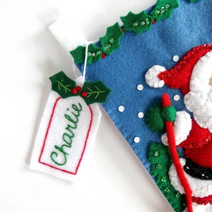 Personalized Christmas Stocking Label - Name Tag - Embroidered Felt Gift Tag - Handmade