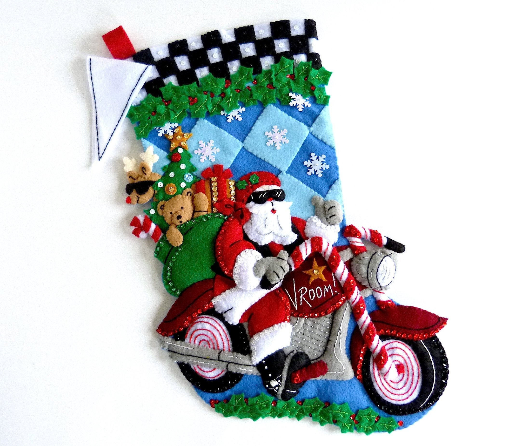 Bucilla Christmas Stocking Finished Cruising Santa Hand Etsy