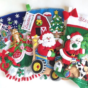 Finished Bucilla Christmas Stocking Santa and Scottie Dog Handmade 3D Plush Felt Stocking for the Dog Lover Girl Boy Family image 8