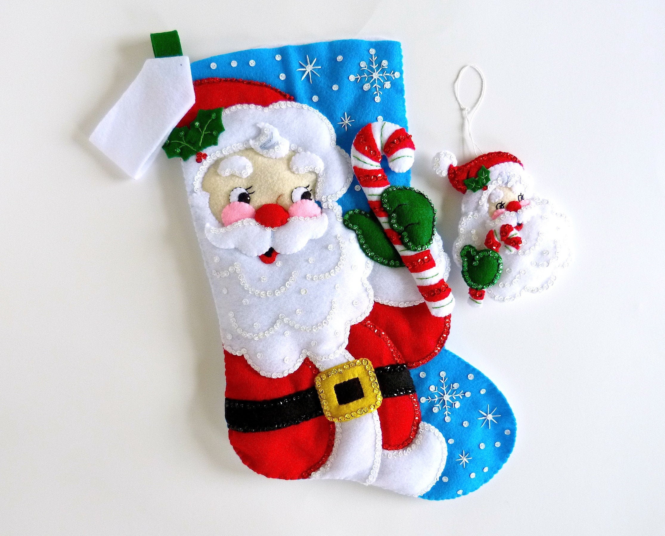 Finished Authentic Bucilla Stocking Kit Bearded Santa 