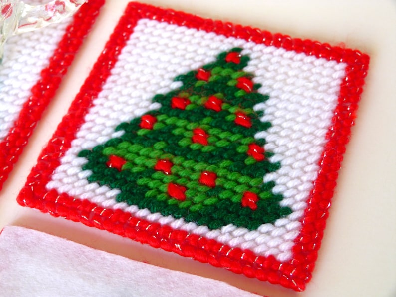 Plastic Canvas Coasters Christmas Coasters Drink Coasters | Etsy