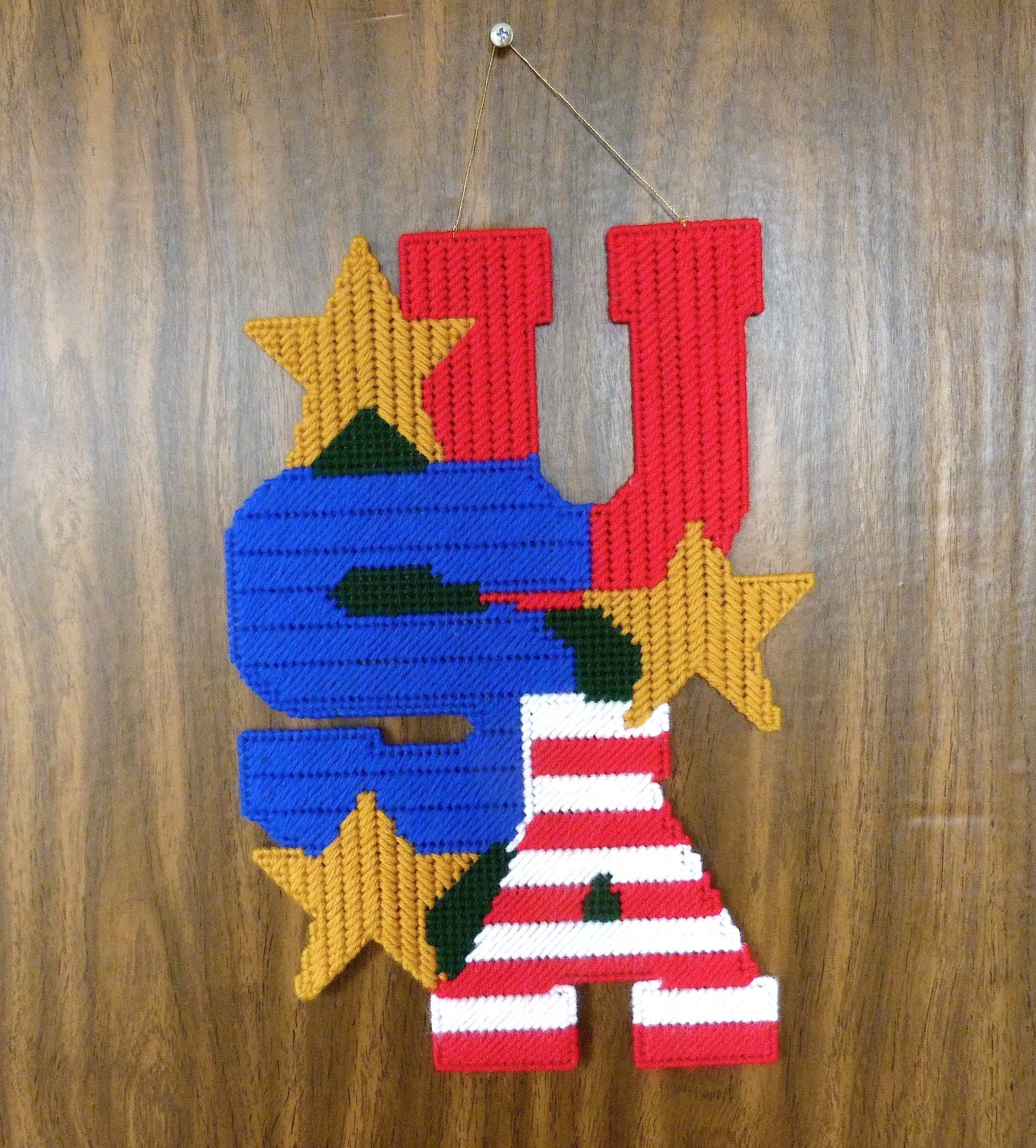 Plastic Canvas Decor Plastic Canvas Wall Hanging Americana Etsy