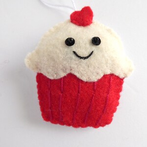 Handmade Cupcake Felt Ornaments - Set of 3 - Red, Blue, Yellow ...