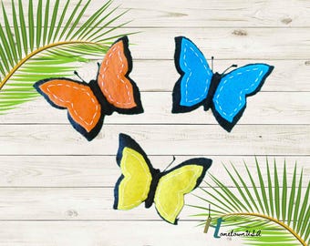 Handmade Felt Butterfly Ornaments - Set of 3