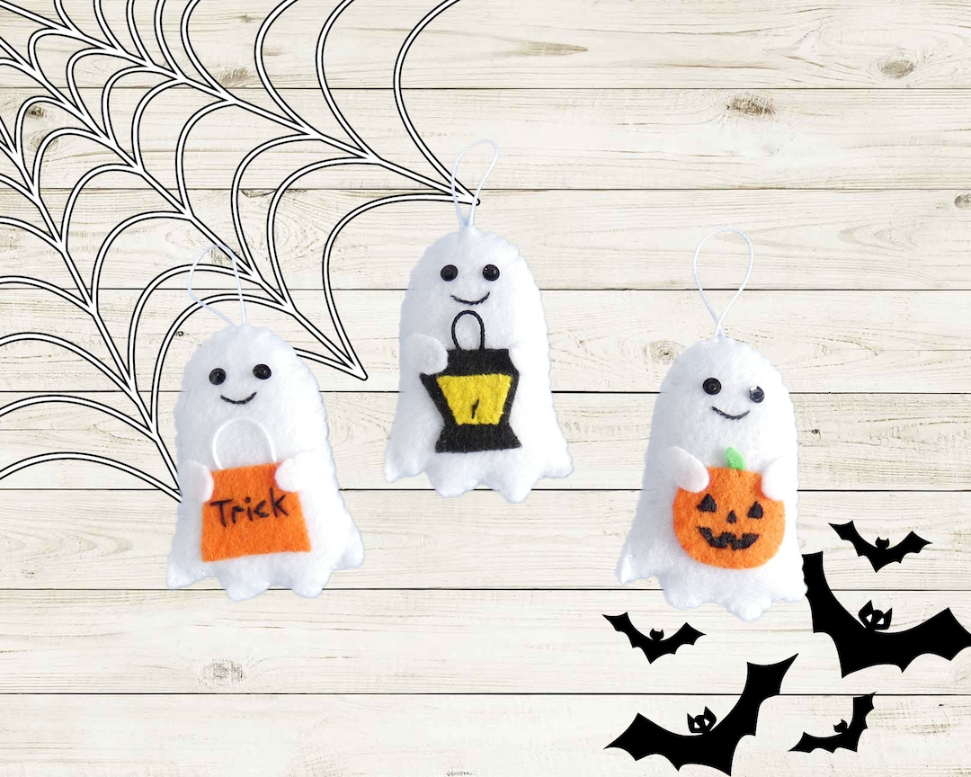 Felt Halloween Ghost Ornaments - Set of 3 - Hand Sewn - Etsy