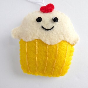 Handmade Cupcake Felt Ornaments - Set of 3 - Red, Blue, Yellow ...