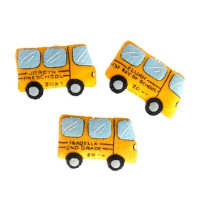 Personalized School Bus Ornament - Felt School Bus Keepsake Ornament - Personalized - Preschool - Grade School - Kindergarten - Hand Sewn