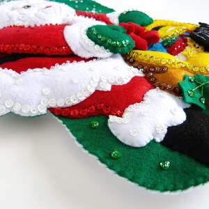 Finished Bucilla Christmas Stocking Santa and Scottie Dog Handmade 3D Plush Felt Stocking for the Dog Lover Girl Boy Family image 5