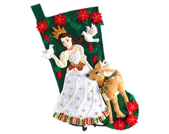 Handmade Felt Christmas Stocking - Christmas Princess - Personalized - 3D Plush - Completed Merry Stockings - For Girl